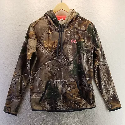 Buy Under Armor ColdGear Storm RealTree Camo Hoodie Logo Womens Size S Pullover • 18.99£