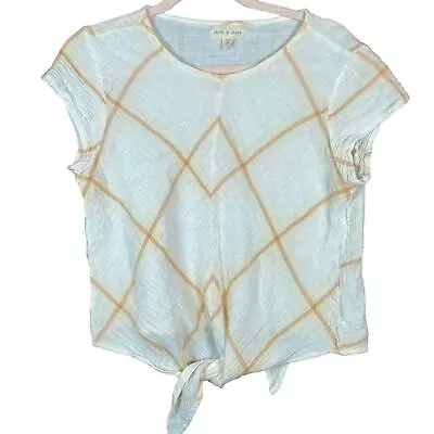 Buy Anthropologie Cloth & Stone Womens Blouse Cream Orange Mina Front Tie Plaid M • 17.01£