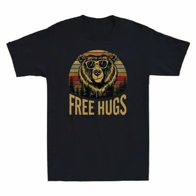 Buy Funny Men's Sunset Tee Bear T-Shirt Hugs Cotton Vintage Retro Free • 14.99£