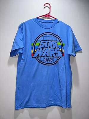 Buy Star Wars Shirt Mens Large Short Sleeve Blue Darth Vader 1977 Cotton • 4.63£