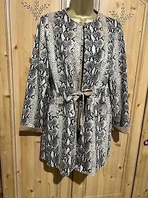 Buy Lightweight Snake Print Jacket Size 10-12 NoLined Belt Suede Made In Italy Brown • 18.99£