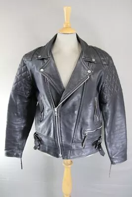 Buy Vintage 1970's Punk Rock Style Retro Osx Black Leather Biker Jacket 46 Inch/xl • 59£