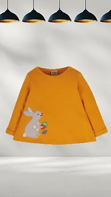 Buy Ex Frugi Girl's Woodland Friends And Bunny Rabbit Top In Mustard Yellow (Defect) • 9.99£