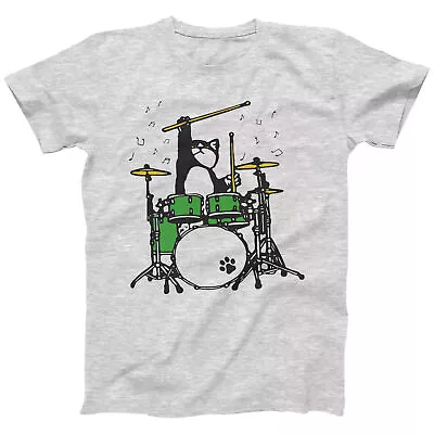 Buy Drummer Cat T Shirt For Men Women Kids | Funny Cat Playing Drums | (S-5XL) • 12.99£