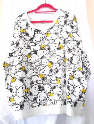 Buy Cotton Blend White Sweatshirt With Snoopy Print Long Sleeves Size 3XL (24-26) • 5£