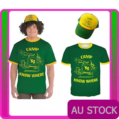 Buy Mens Stranger Things Dustin Costume T-shirts Hat Camp Know Where Tops Shirt Tee • 12£