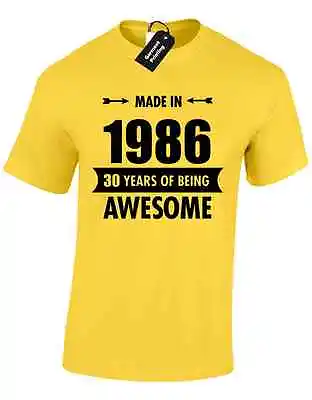 Buy Made In 1986 Mens T Shirt Funny 30th Birthday Funny Awesome Present Joke Top  • 7.99£