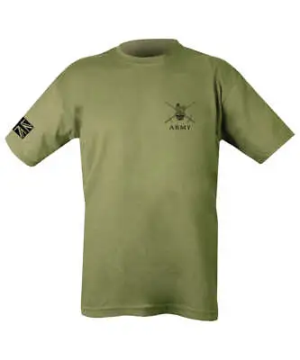 Buy Kombat Mens British Army Cross Swords Logo T-Shirt Cotton Olive Green • 10.99£