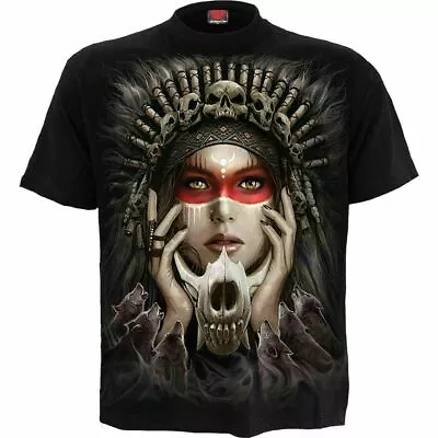 Buy Spiral Direct CRY OF THE WOLF Mens Goth/Skull/American Indian/T-Shirt/Clothing • 14.45£