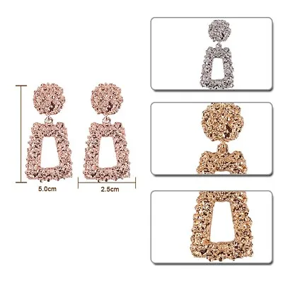 Buy Fashion Punk Gold Metal Dangle Earrings Jewelry Geometric Big Drop Earrings • 3.49£