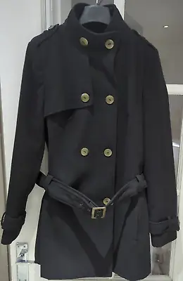 Buy Double Breasted Jacket Military Style, (Belted) Dorothy Perkins, 12, Black, VGC • 15£