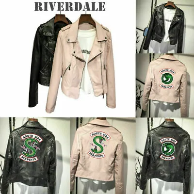Buy UK Southside Serpents Riverdale Womens Faux Leather Biker Jacket Print Coat Cool • 10.76£