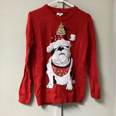Buy Merry Christmas Women Size Small Holiday Red Ugly Sweater Santa Hat Pug Dog New • 26.84£