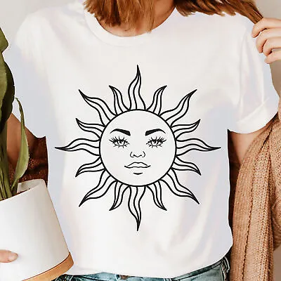 Buy Boho Celestial Sun Gifts For Her Mystical Retro Vintage Womens T-Shirts Top #NED • 9.99£