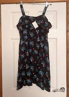 Buy New Adult Disney Lilo & Stitch Cold Shoulder Dress Size L BNWT Jungle Flowers • 34.99£