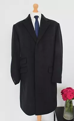 Buy HACKETT Charcoal Wool + Cashmere Covert Coat £575 Size 42R/52R Mr Porter XL VTG • 225£