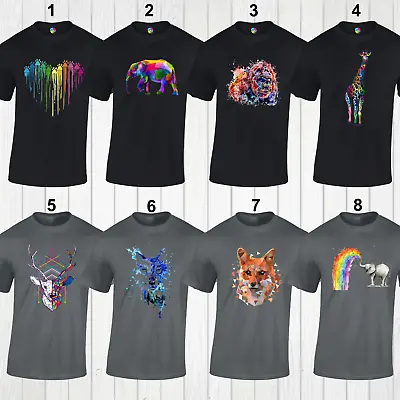 Buy Animal Design Mens T Shirts Animal Lover Design Elephant Gorilla Dogs Giraffe • 8.99£