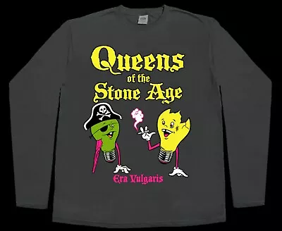 Buy Queens Of The Stone Age Era Vulgaris Stoner Short - Long Sleeve New Gray T-shirt • 19.19£