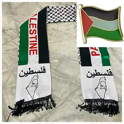 Buy Palestine Flag Scarf Palestinian 14x135cm KEFFIYEH Jerusalem Flag Pin FREE Gaza • 5.99£