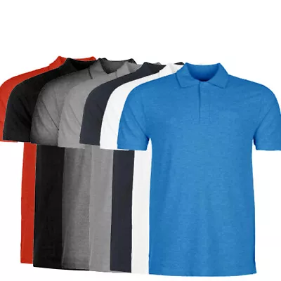 Buy PACK OF 2 X Mens New Plain Pique Polo Shirt Cotton Blend Tee Golf Collar Casual • 11.99£