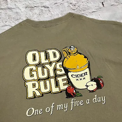 Buy Old Guys Rule T Shirt Large Cider Double Sided Print Cotton Short Sleeve Mens L • 14.99£