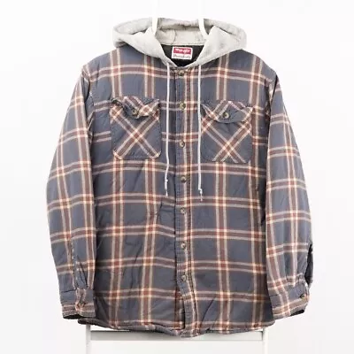 Buy Vintage Wrangler Check Jacket Shacket Small Quilt Lined Built In Hoodie • 18.50£