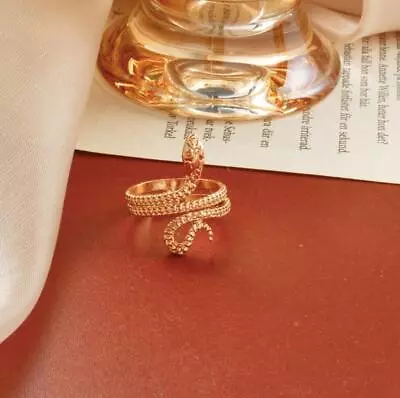 Buy Vintage Cool Snake Shape Adjustable Ring Gold Womens Mens Fashion Jewellery Gift • 1.99£
