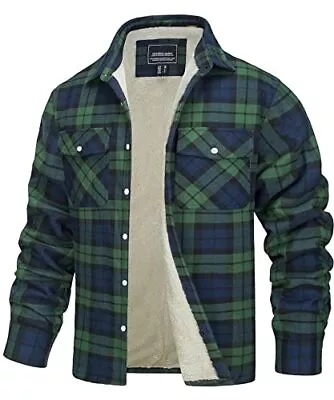 Buy TACVASEN Jacket For Men Fleece Lined Plaid Flannel - 3XL - Green - • 44.99£