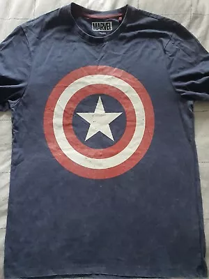 Buy Mens Blue Marvel Captain American T Shirt Size Medium VGC • 7.99£