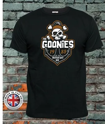 Buy GOONIES Never Say Die Unisex, Ladies Fitted, Kids Black Printed Cotton T Shirt • 12.99£