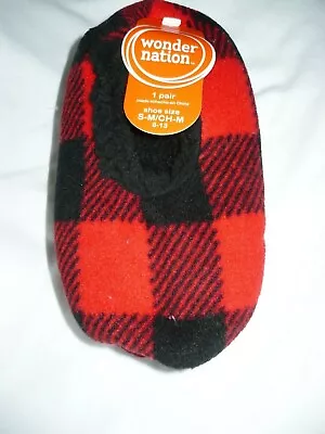 Buy Wonder Nation Fuzzy Babba Slipper Socks Size M/L Red 1 Pair Gripper Bottoms  • 9.20£