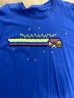 Buy NYAH Skeletor Nyan Cat Blue T-Shirt MOTU Masters Of The Universe XL Mash Up • 23.67£