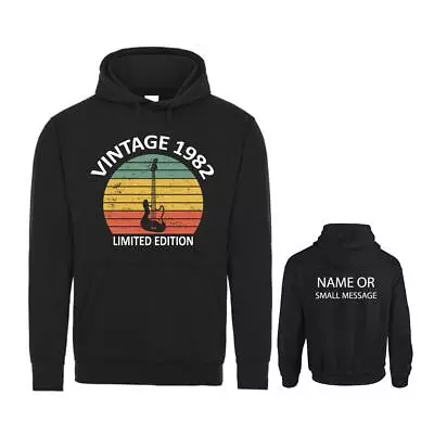 Buy Vintage Guitar 1982 Limited Edition  ANY YEAR Birthday Hoodie Personalised Gift • 29.95£