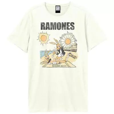 Buy Amplified Unisex Adult Rockaway Beach Ramones Vintage T-Shirt GD1693 • 31.59£