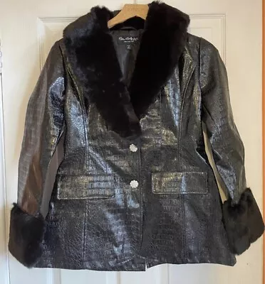 Buy Miss Selfridge Faux Fur Collar And Cuff Croc Jacket - Size 10a BNWT • 20£