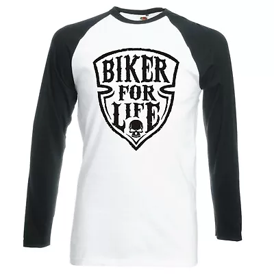 Buy Motorcycle  Biker For Life  Raglan Longsleeve Baseball T-shirt • 16.99£