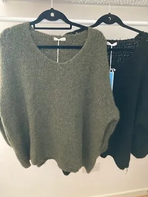 Buy New Billi Soft Oversized Chunky V Neck Jumper Sweater Top One Size Uk 12 - 14 • 45£
