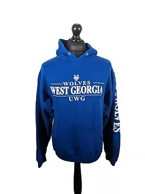 Buy Russell Athletic Hoodie West Georgia Wolves Mens Medium Blue Pre Loved • 5£
