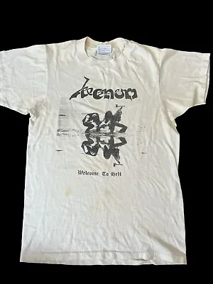 Buy Vintage Venom Welcome To Hell Band T-Shirt S White NWOBHM 80s Original Satan • 1,204.71£