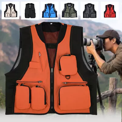 Buy Mens Fishing Fashion Sleeveless Fisherman Casual Multi Pocket Utility Vest • 13.93£
