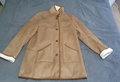 Buy Orvis Faux Sherpa Button Up Jacket Womens Size Large UK 16 - 18 • 22.99£