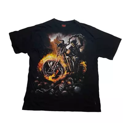 Buy Mens Black Spiral Skeleton Bike Motorcycle Graphic Print T-Shirt Tee XXL • 9.02£