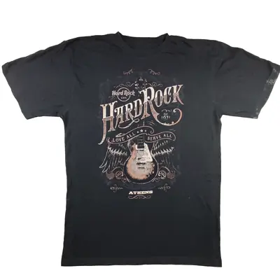 Buy Hard Rock Cafe Athens, Greece T Shirt Size M Black Mens Graphic Tee Big Print • 15.19£