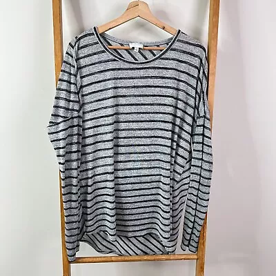 Buy Witchery Top Womens Medium Grey & Black Striped Long Sleeve Round Neck Pullover • 10.58£