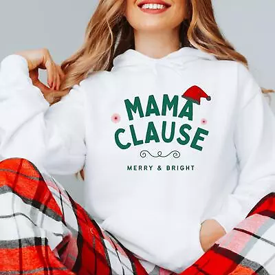 Buy Mama Clause Christmas Hoodie White Merry And Bright • 35.05£