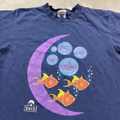 Buy 90s VTG SHEDD AQUARIUM Chicago I Slept With The Fishes T Shirt Youth L Moon Boys • 12.06£