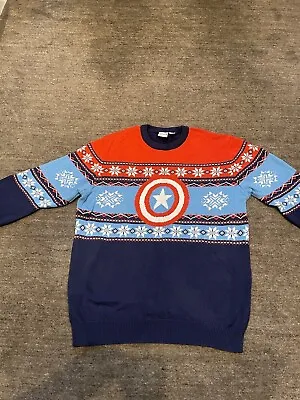 Buy Primark Marvel CAPTAIN AMERICA Men's Knitted Christmas Jumper  Size Xl • 5£