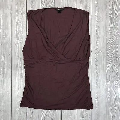 Buy H&M Womens Top Purple Uk L Sleeveless Wrap T Shirt Stretch V Neck Casual Basic • 6.97£