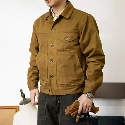 Buy Red Tornado Short Lined Waxed Canvas Cruiser Jacket Rugged Yellowstone Outerwear • 140.99£