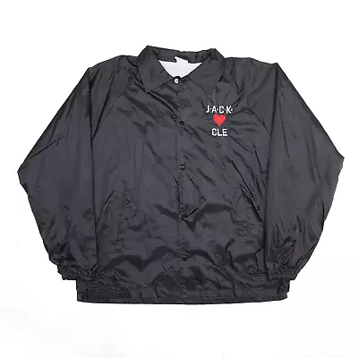 Buy Mens Heart Embroidered Black Nylon Coach Jacket L • 22.99£